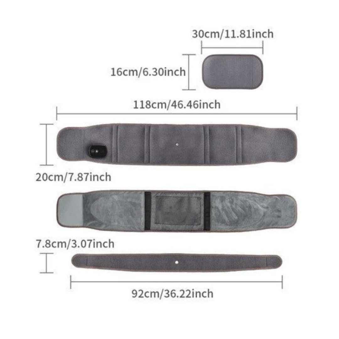 Gray belt with measurements on a white background