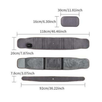 Gray belt with measurements on a white background